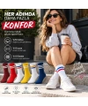 Unisex Renkli Çorap Çizgili 6lı Set Uzun Soket Günlük Spor Kolej Stil Rahat Şık Kadın Erkek Çorabı