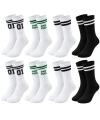 Unisex Çorap Çizgili 8li Set 07 Good Vibes Baskılı Siyah Beyaz Uzun Soket Spor Kolej Stil Çorap