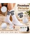 Unisex Çorap Çizgili 8li Set 07 Good Vibes Baskılı Siyah Beyaz Uzun Soket Spor Kolej Stil Çorap