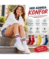 Unisex Renkli Çorap Çizgili 12li Set Uzun Soket Günlük Spor Kolej Stil Rahat Şık Kadın Erkek Çorabı
