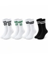 Unisex Çorap Çizgili 4lü Set 07 Good Vibes Baskılı Siyah Beyaz Uzun Soket Spor Kolej Stil Rahat Şık