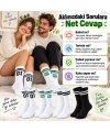 Unisex Çorap Çizgili 4lü Set 07 Good Vibes Baskılı Siyah Beyaz Uzun Soket Spor Kolej Stil Rahat Şık
