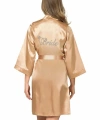 Şık Tasarım Yumuşak Dokulu Gold Kısa Saten Bride Sabahlık - SSSSSS3303-8513