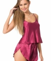 Şık Tasarım Yumuşak Dokulu Bordo Saten Babydoll Şort Takımı - SSSSSS1959-9833