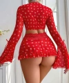 Özel Tasarım Kalp Desenli İspanyol Kol Mini Etekli Fantezi Takım - SSSSSS7624-9645