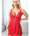 Kırmızı Önü Yırtmaçlı Fantezi Gecelik - SSSSSS9233-9591