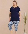 Arias Closet Büyük Beden Viskon Şık Tasarım Lacivert Dantel İşlemeli Desenli - SSSSSS3578-1