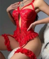 Özel Tasarım Kırmızı Dantelli Fantezi Jartiyer Takımı - SSSSSS5869-8561