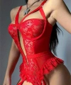 Özel Tasarım Kırmızı Dantelli Fantezi Jartiyer Takımı - SSSSSS5869-8561