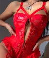 Özel Tasarım Kırmızı Dantelli Fantezi Jartiyer Takımı - SSSSSS5869-8561