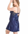 Premium Büyük Beden Lacivert Kısa İkili Saten Sabahlık Gecelik Takımı - SSSSSS3126-9444