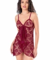 Dantel İşlemeli Bordo Kısa Tül Gecelik - SSSSSS3197-4209