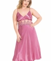 Premium Büyük Beden Gül Kurusu Uzun İkili Saten Sabahlık Gecelik Takımı - SSSSSS2448-2979