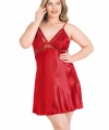 Premium Büyük Beden Kırmızı Kısa İkili Saten Sabahlık Gecelik Takımı - SSSSSS9286-5970