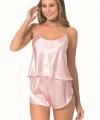 Şık Tasarım Yumuşak Dokulu Somon Saten Babydoll Şort Takımı - SSSSSS4764-4026