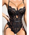 Şık Tasarım Siyah Dantel İşlemeli Zincir Detaylı Fantezi Body Jartiyer Takım? - SSSSSS3629-8