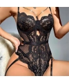 Şık Tasarım Siyah Dantel İşlemeli Zincir Detaylı Fantezi Body Jartiyer Takım? - SSSSSS3629-8