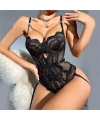 Şık Tasarım Siyah Dantel İşlemeli Zincir Detaylı Fantezi Body Jartiyer Takım? - SSSSSS3629-8