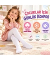 Çocuk Beyaz Külotlu 3lü Çorap Yüksek Pamuklu Kışlık Parfümlü Yumuşak Dokulu Esnek Rahat