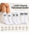 Unisex Beyaz Yazılı Çorap Esprili Sloganlı Uzun Soket Günlük Spor Rahat 6lı Eğlenceli Şık Hediye Set