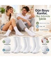 Unisex Beyaz Soket Çorap %80 Pamuk 12li Set Dikişsiz Burun Takviyeli Esnek Günlük Spor Çorabı Rahat