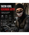 Unisex Tam Yüz Balaklava Diş Desenli Kışlık Maske Nefes Alan Esnek Kask Altı Boyunluk Yumuşak Viskoz