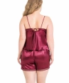 Büyük Beden Bordo Saten Babydoll Şort Takımı - SSSSSS6092-6350