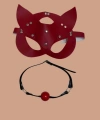 Kırmızı Deri Maske ve Ağız Topu Harness Aksesuar - SSSSSS2878-1795