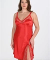 Premium Büyük Beden Saten Dantel İşlemeli Kırmızı Gecelik Bigsize - SSSSSS3705-6077