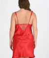 Premium Büyük Beden Saten Dantel İşlemeli Kırmızı Gecelik Bigsize - SSSSSS3705-6077