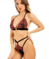 Fantezi Kırmızı Çiçekli Lastikli Sütyen Külot Takım - SSSSSS9780-2835