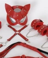 Kırmızı İçi Tüylü MaskeKolBacakAğız TopuKırbaçTasma Harness Set - SSSSSS5327-2859