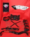 Sexy Görselli Oyun Kartı Kama Sutra 7li Kırmızı Siyah Harness Set - SSSSSS3271-4427