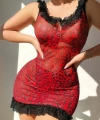 Sırt Dekolteli Kırmızı Leoparlı Gecelik - SSSSSS5204-4914