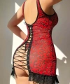 Sırt Dekolteli Kırmızı Leoparlı Gecelik - SSSSSS5204-4914
