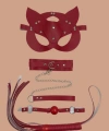 Kırmızı Maske Tasma Kırbaç Deri Set - SSSSSS2537-7876