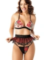 Nakış Detaylı Fantazi Sütyen Tanga String Takımı - SSSSSS9692-6725