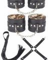 Deri Leoparlı 4lü Harness Set - SSSSSS1774-9039