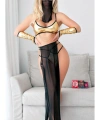 Siyah-Sarı Peçeli Seksi Dansöz Kostümü - SSSSSS1123-8390