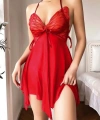 Kırmızı İşlemeli Tül Fantezi Gecelik - SSSSSS5054-8625