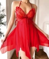 Kırmızı İşlemeli Tül Fantezi Gecelik - SSSSSS5054-8625