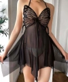 Siyah İşlemeli Tül Fantezi Gecelik - SSSSSS8666-5180