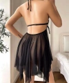 Siyah İşlemeli Tül Fantezi Gecelik - SSSSSS8666-5180