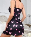 Siyah Kalp Desenli Fantezi Gecelik - SSSSSS9226-1191