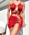 Şık Tasarım Kırmızı İp Bağlamalı Fantezi Gece Elbisesi - SSSSSS9182-5016
