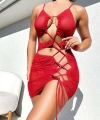 Şık Tasarım Kırmızı İp Bağlamalı Fantezi Gece Elbisesi - SSSSSS9182-5016