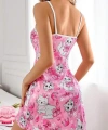 Pembe Kedi Desenli Fantezi Gecelik - SSSSSS9960-5752