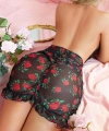 Siyah Dantel İşlemeli Gül Desenli Mini Fantezi Gecelik - SSSSSS6692-2518