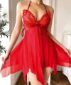 Göğüs Detaylı Fantezi Tül Kırmızı Gecelik - SSSSSS9297-9926