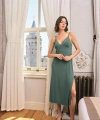 Çiçek ve Yaprak Desenli Dantelli ve Dekolteli Büyük Beden Sabahlık Takımı - SSSSSS2530-4652